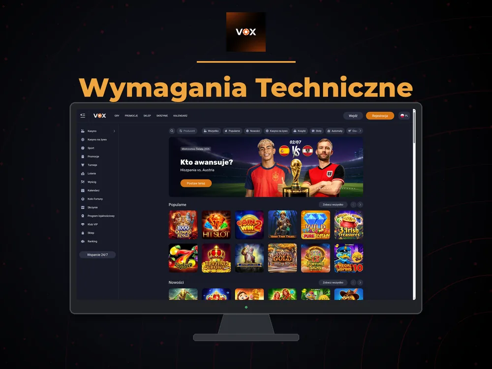 vox casino - Wymagania Techniczne