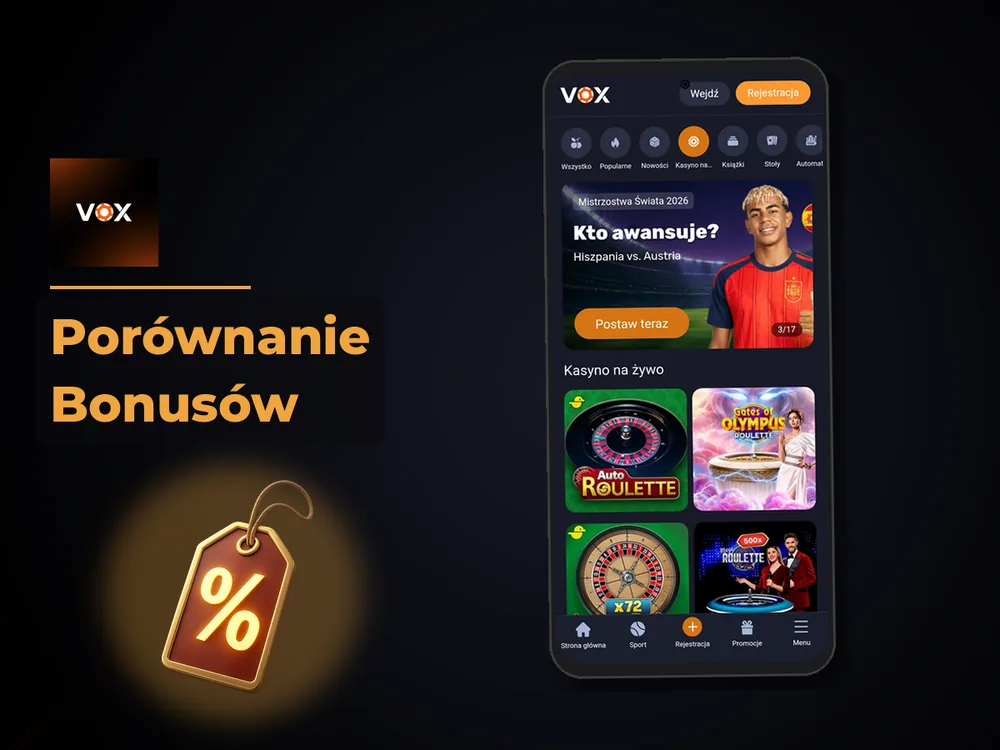 vox casino - Porównanie Bonusów