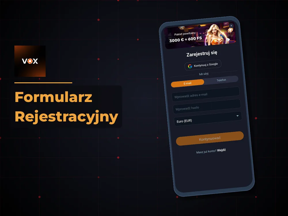 vox casino - Formularz Rejestracyjny