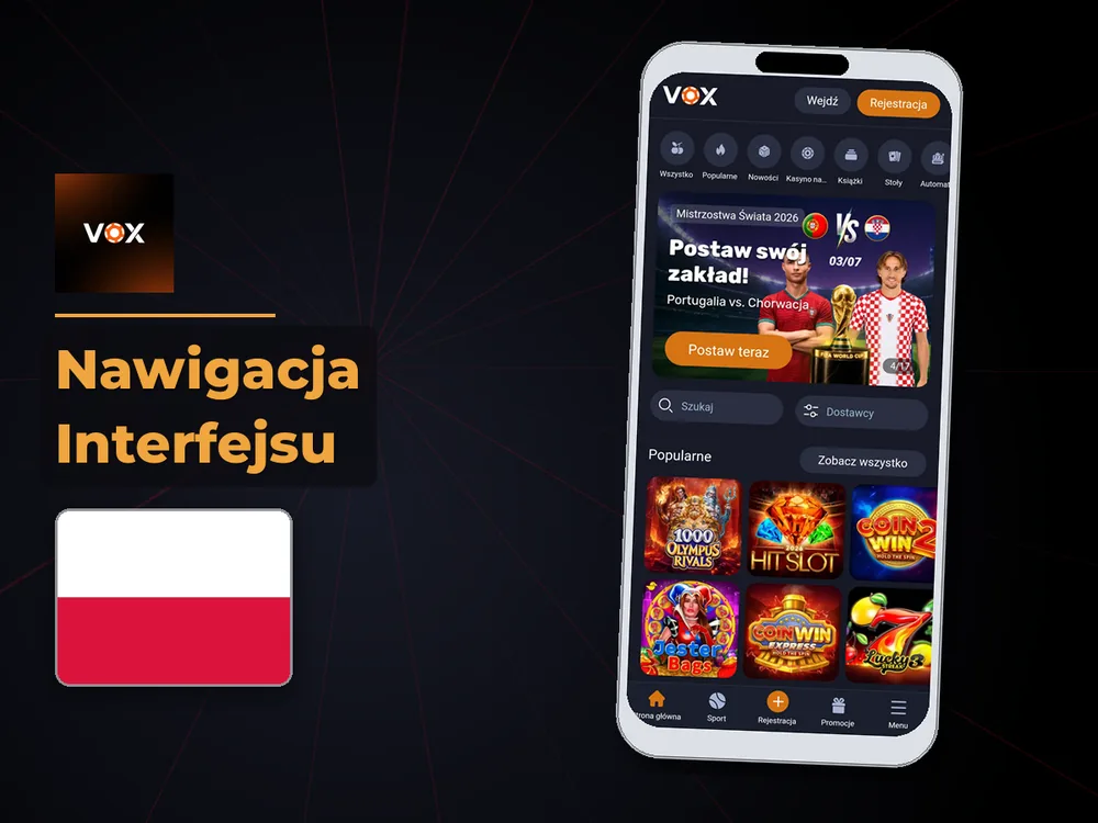 vox casino - Nawigacja Interfejsu