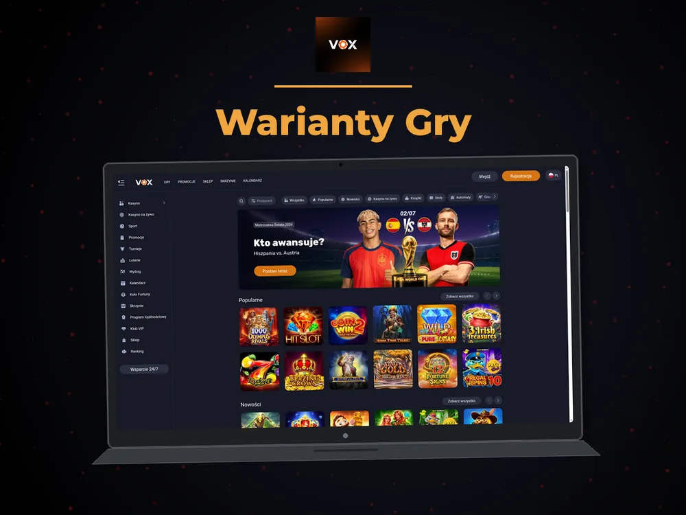 vox casino - Warianty Gry