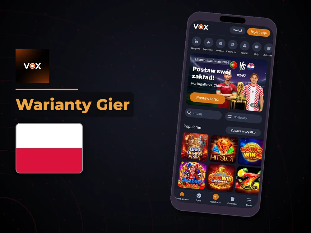 vox casino - Warianty Gier