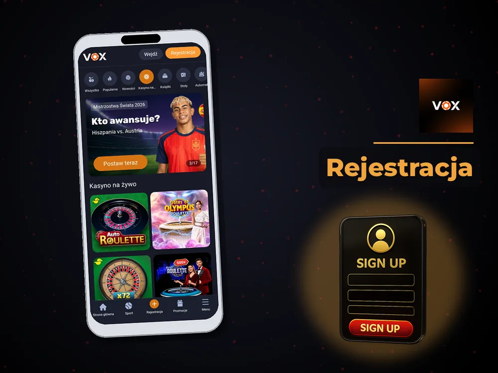 vox casino - Rejestracja