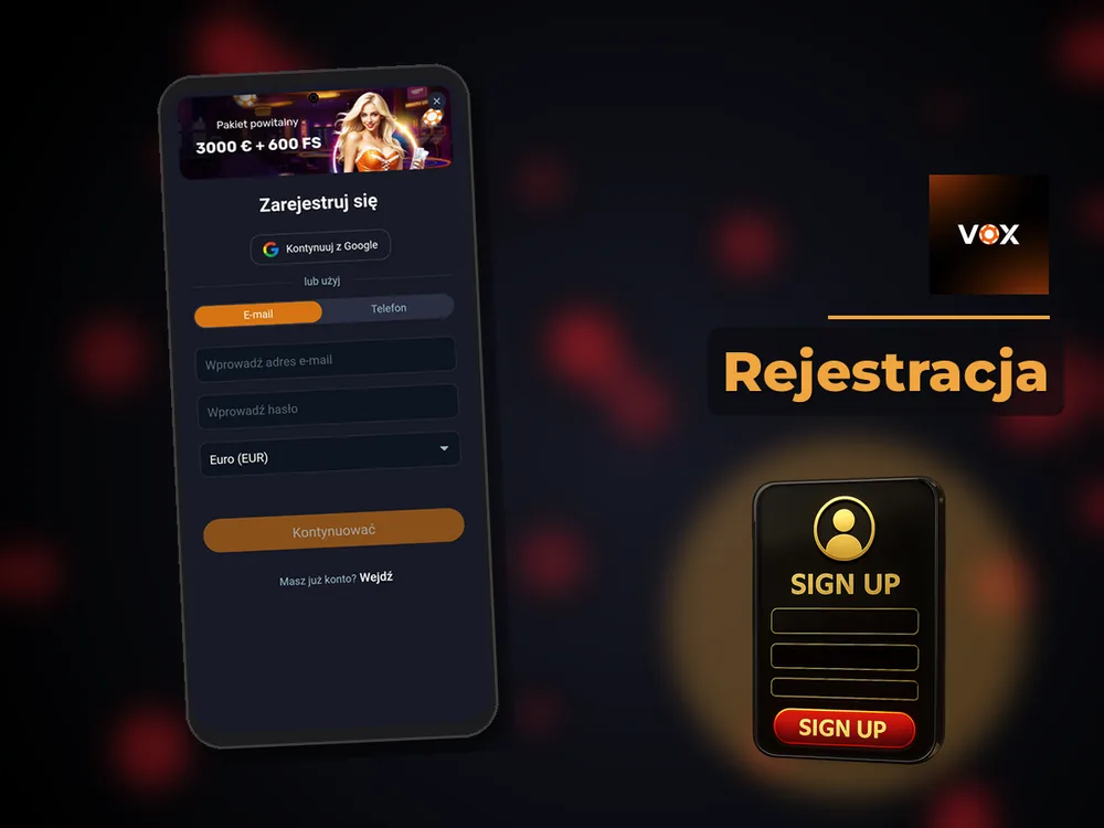 vox casino - Rejestracja