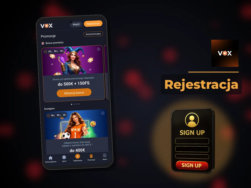 vox casino - Rejestracja