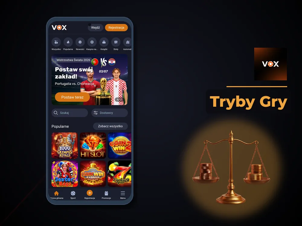 vox casino - Tryby Gry