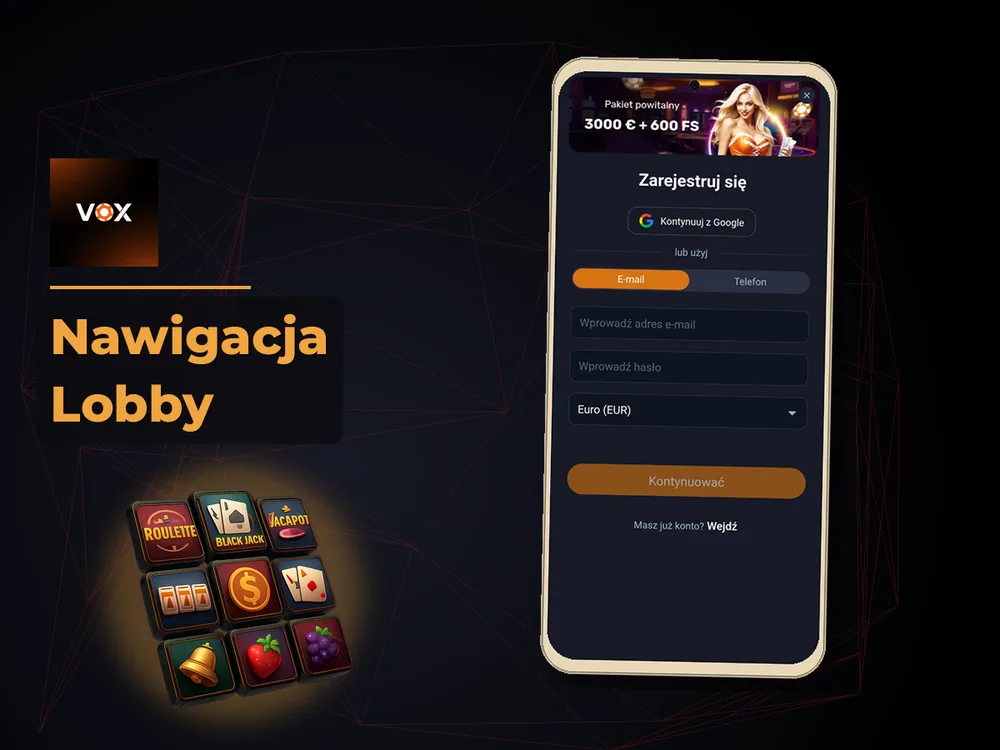 vox casino - Nawigacja Lobby