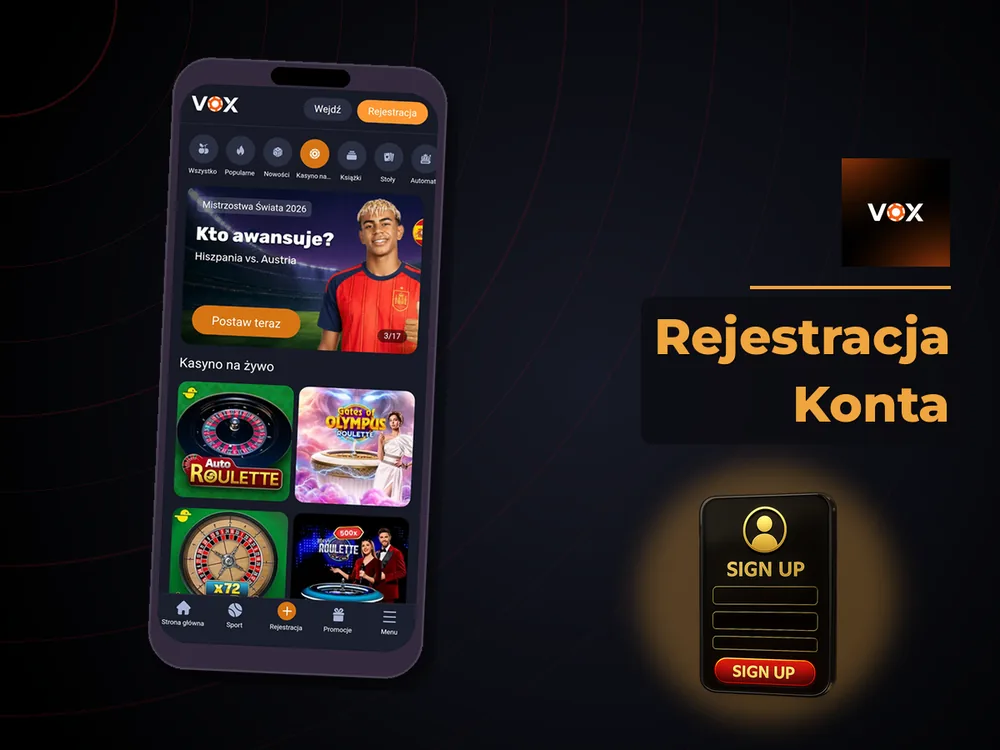 vox casino - Rejestracja Konta