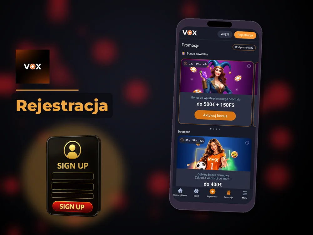 vox casino - Rejestracja